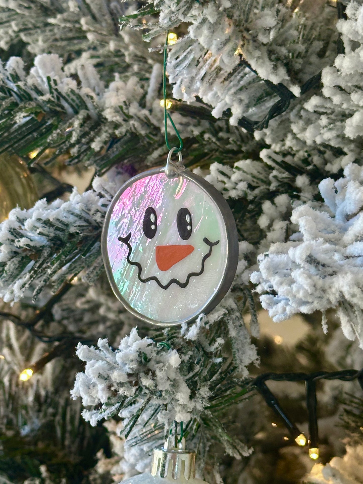 Mini Stained Glass Snowman Bauble - Preorder