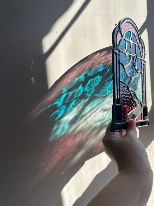 Mountains and Stars Stained Glass Panel