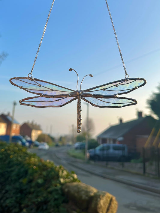 Stained Glass Iridescent Dragonfly