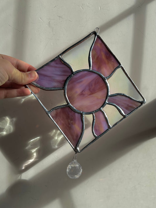 Iridescent purple groovy sun