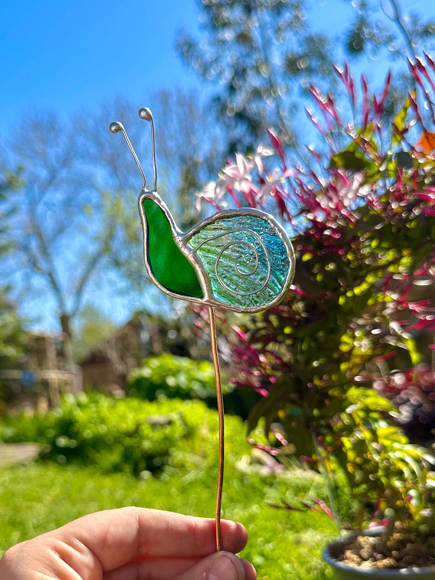 Stained Glass Snail Plant Stakes