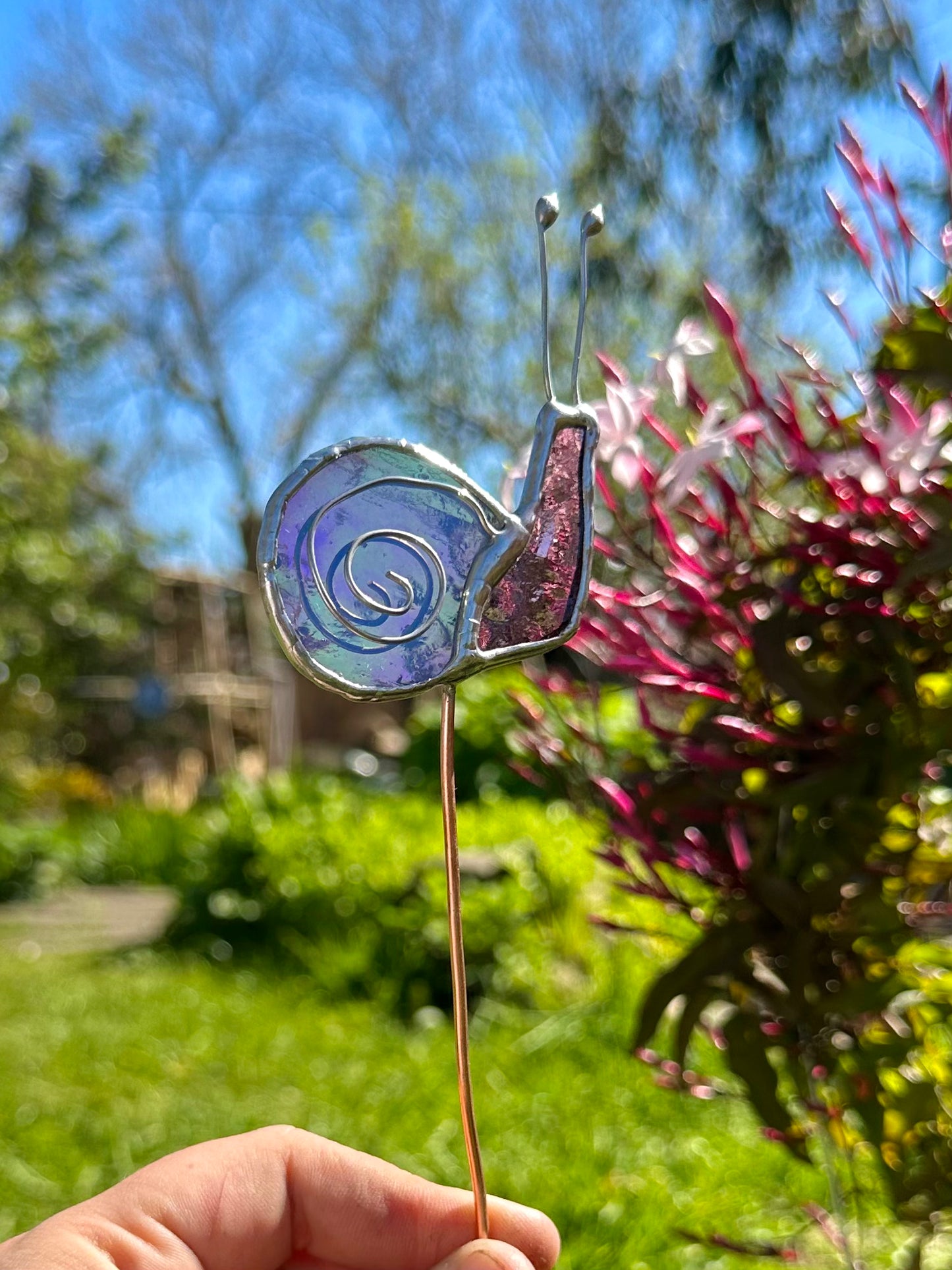 Stained Glass Snail Plant Stakes