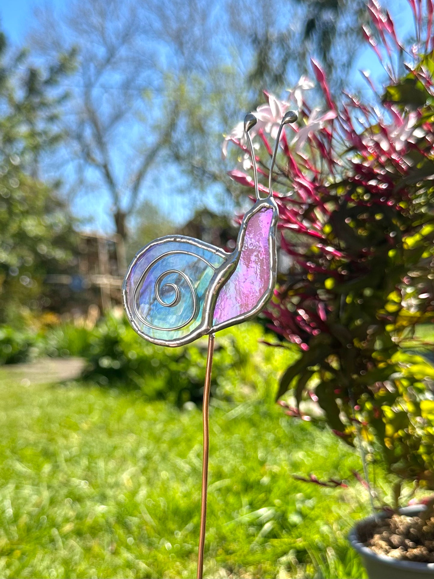 Stained Glass Snail Plant Stakes