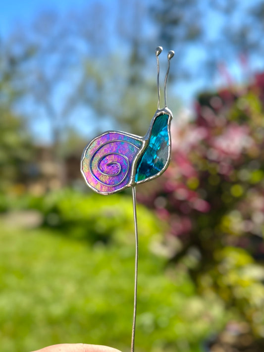 Stained Glass Snail Plant Stakes