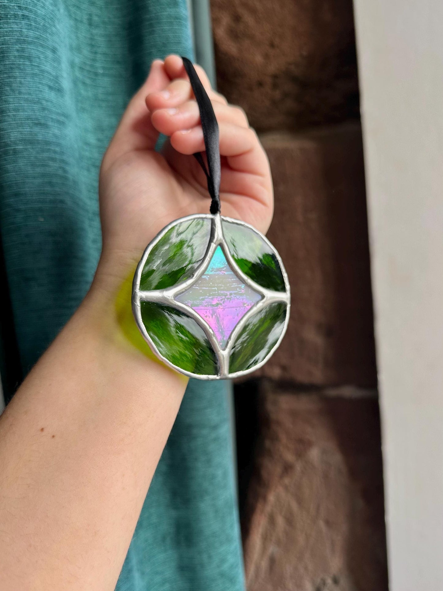 Green & White Iridescent Star Ornament