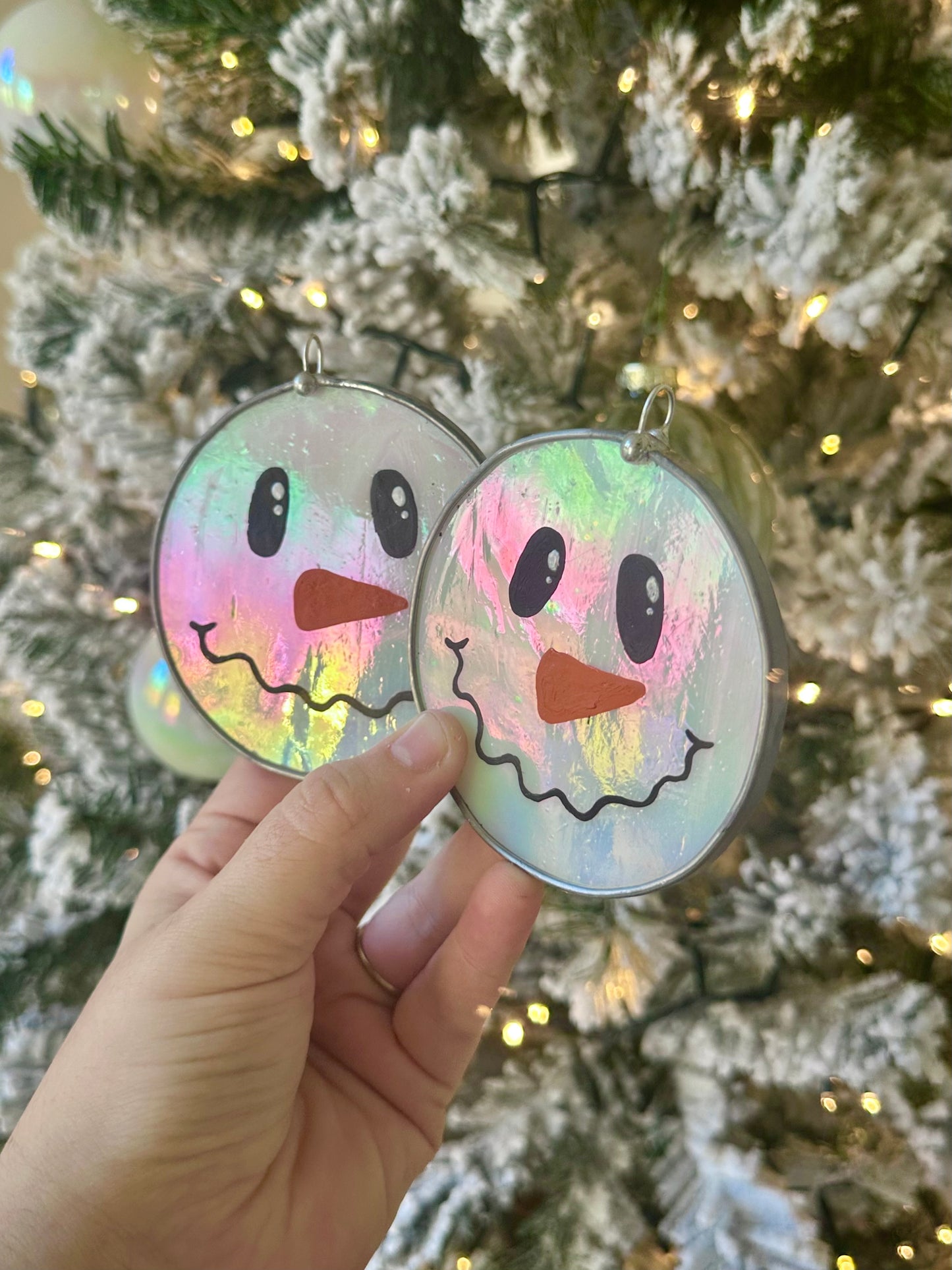Stained Glass Snowman Bauble - Preorder