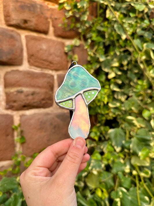 Green Mottled Mushroom Suncatcher