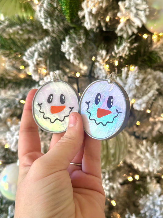 Mini Stained Glass Snowman Bauble - Preorder