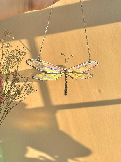 Stained Glass Iridescent Dragonfly