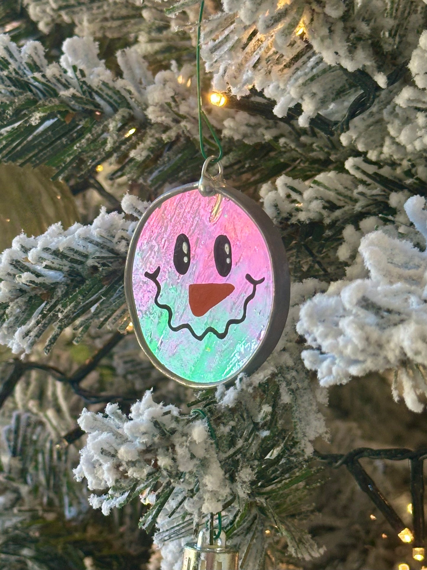 Mini Stained Glass Snowman Bauble - Preorder