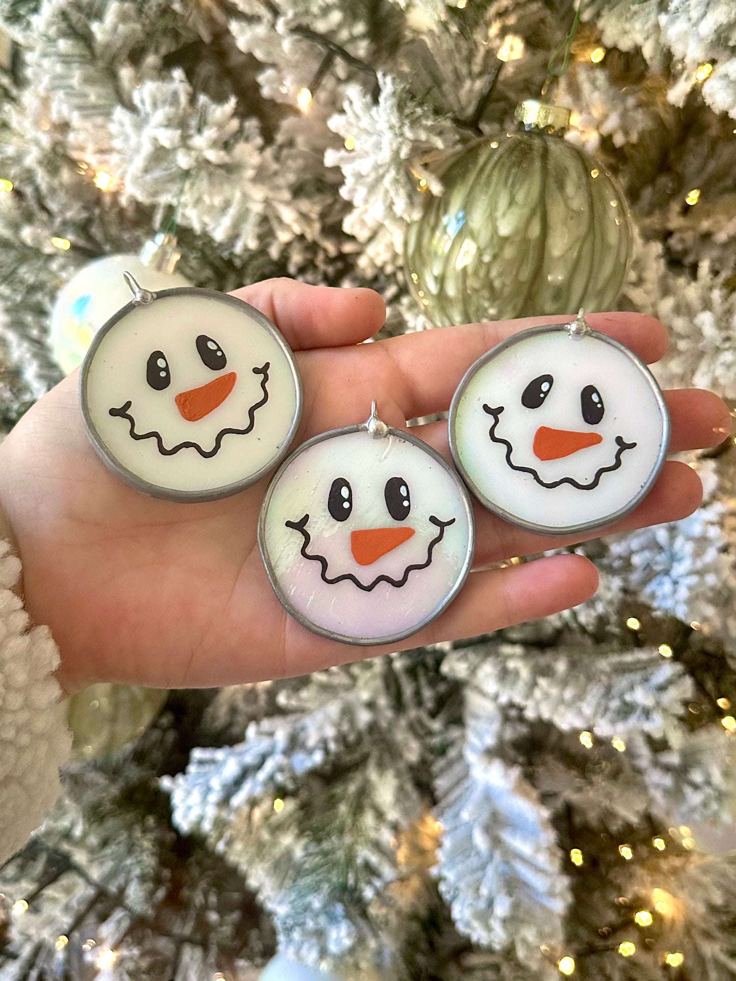 Mini Stained Glass Snowman Bauble - Preorder