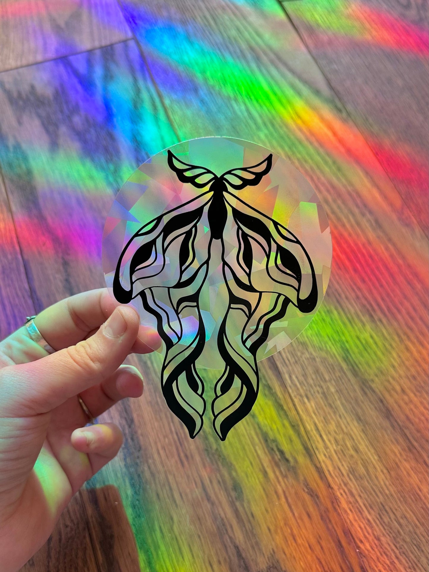 Moth & Moon Rainbow Cling