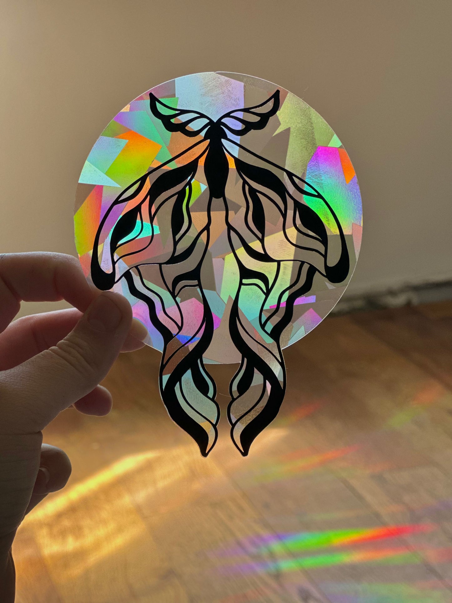 Moth & Moon Rainbow Cling