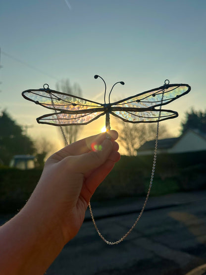Stained Glass Iridescent Dragonfly