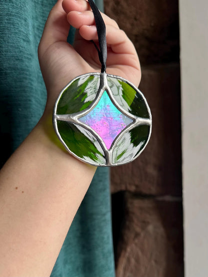 Green & White Iridescent Star Ornament